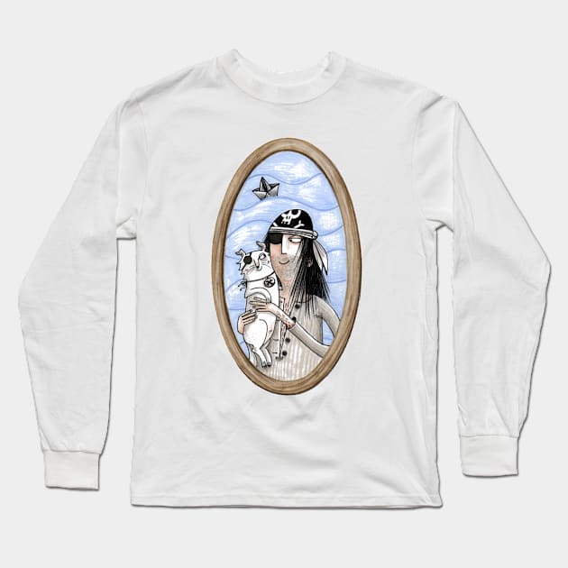 Pirat mit seinem Hund - Pirate With His Dog Long Sleeve T-Shirt by JunieMond